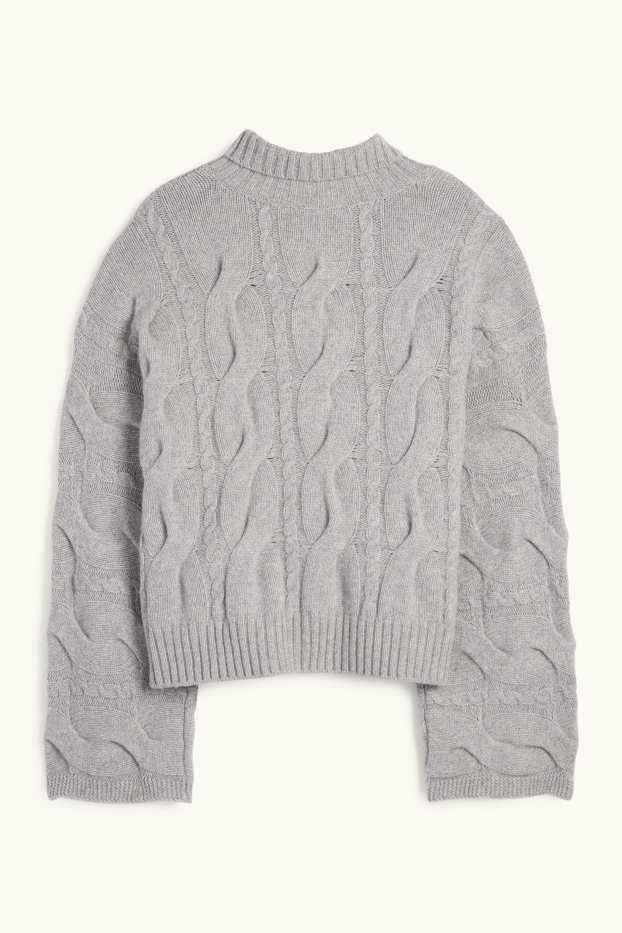 Dona - Jersei de caixmir de coll alt - trenat - gris