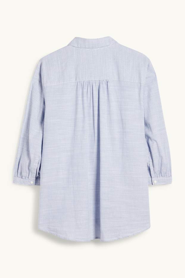 Dámské - Halenka - pruhovaná - bílá / světle modrá