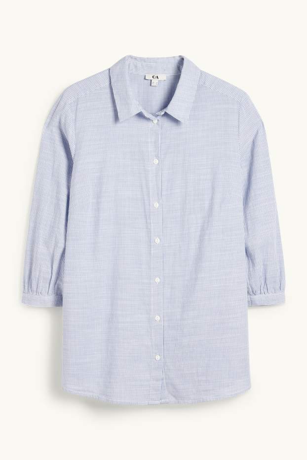 Dámské - Halenka - pruhovaná - bílá / světle modrá