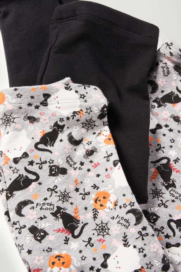 Enfants filles - Lot de 2 - Halloween - leggings chauds - noir