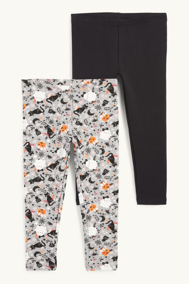 Enfants filles - Lot de 2 - Halloween - leggings chauds - noir