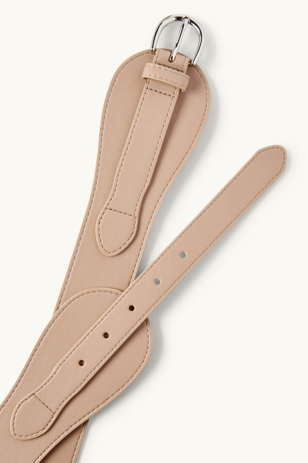 Femei - Curea - imitație de piele - bej deschis