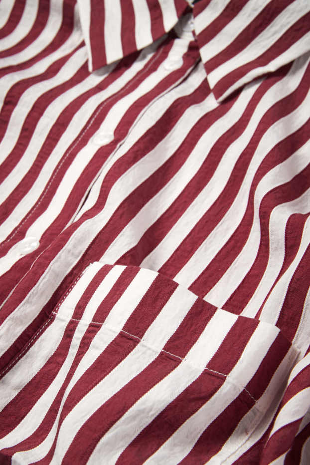 Femmes - Chemisier - à rayures - rouge / blanc crème