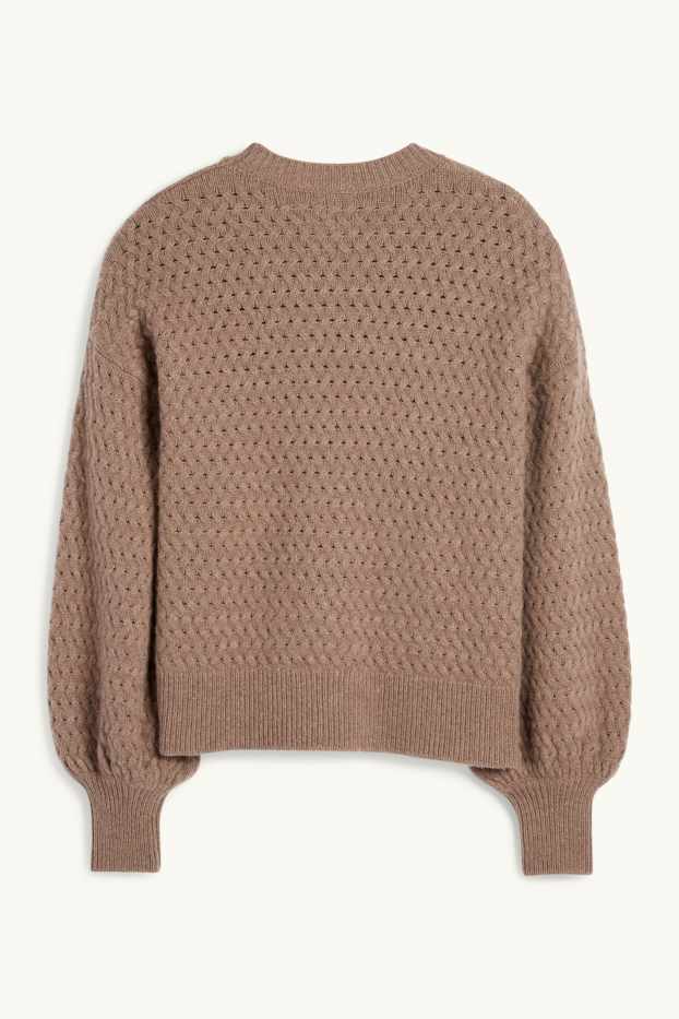 Femei - Pulover din cașmir - cu torsade - maro