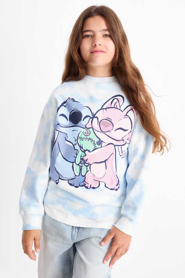 Kinder Mädchen - Lilo & Stitch - Sweatshirt - gemustert - weiss / hellblau