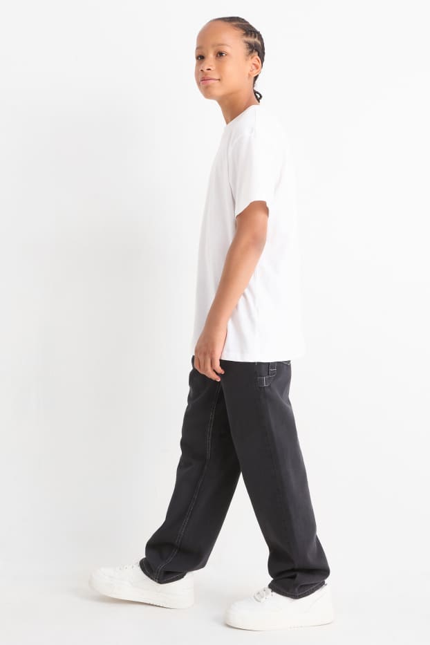 Kinderen: jongens - Loose fit jeans - thermojeans - zwart