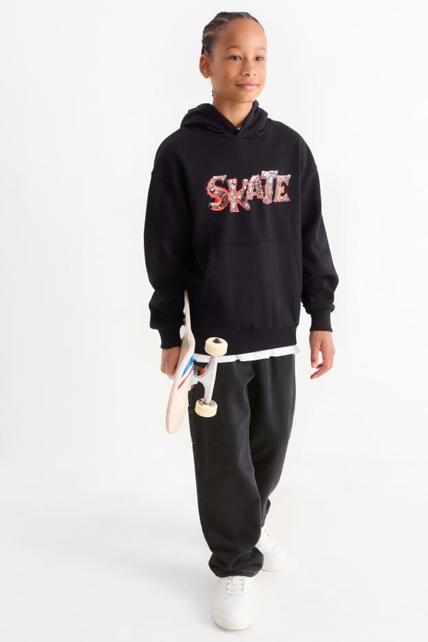 Kinderen: jongens - Loose fit jeans - thermojeans - zwart