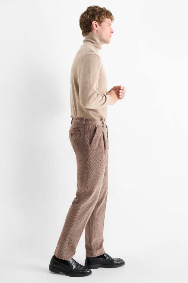 Bărbați - Pantaloni modulari din catifea - regular fit - stretch - maro