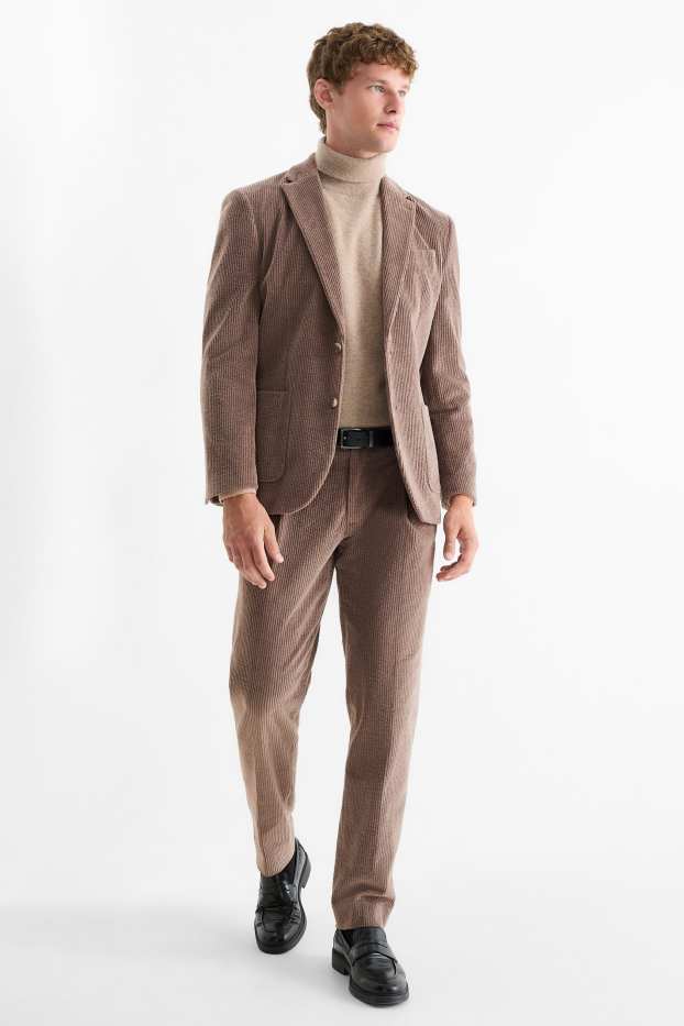 Bărbați - Pantaloni modulari din catifea - regular fit - stretch - maro