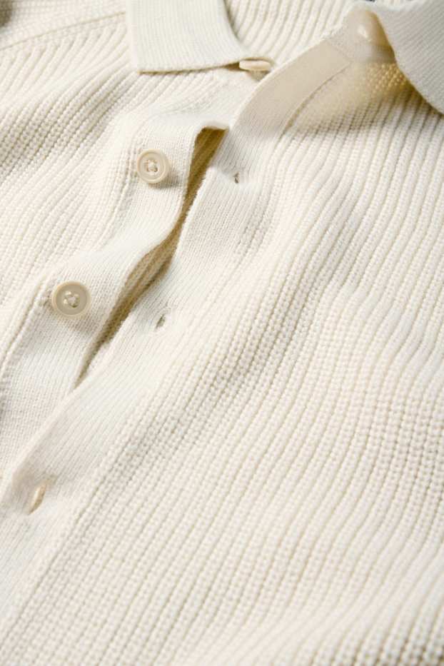 Bărbați - Cardigan tricotat - reiat - alb-crem