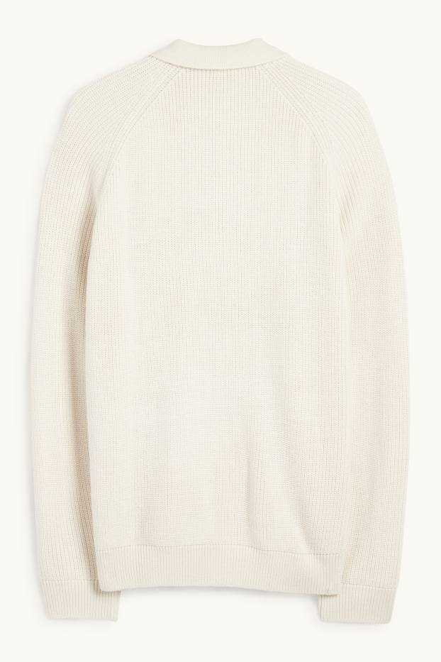 Bărbați - Cardigan tricotat - reiat - alb-crem