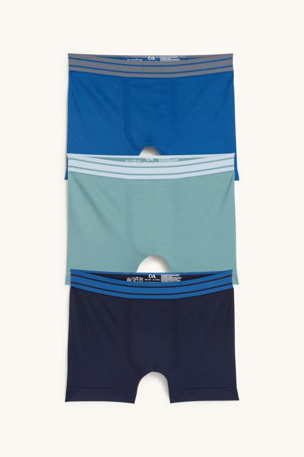 Kinderen: jongens - Set van 3 - boxershorts - naadloos - donkerblauw