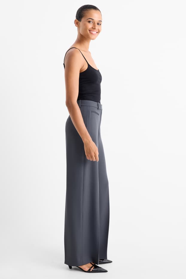 Femei - Pantaloni office - talie înaltă - relaxed fit - albastru închis