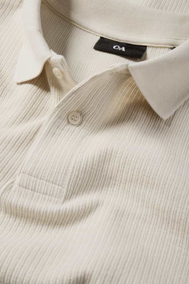 Hommes - Polo - regular fit - finition texturée - blanc crème