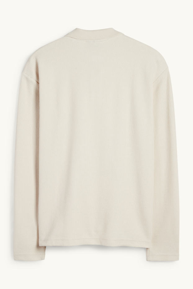 Hommes - Polo - regular fit - finition texturée - blanc crème