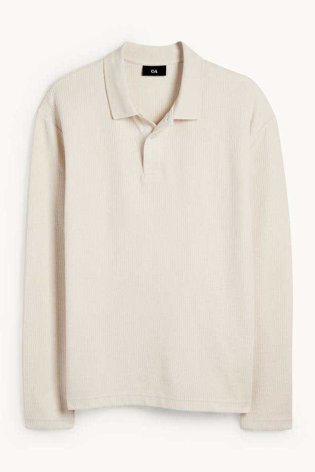 Hommes - Polo - regular fit - finition texturée - blanc crème