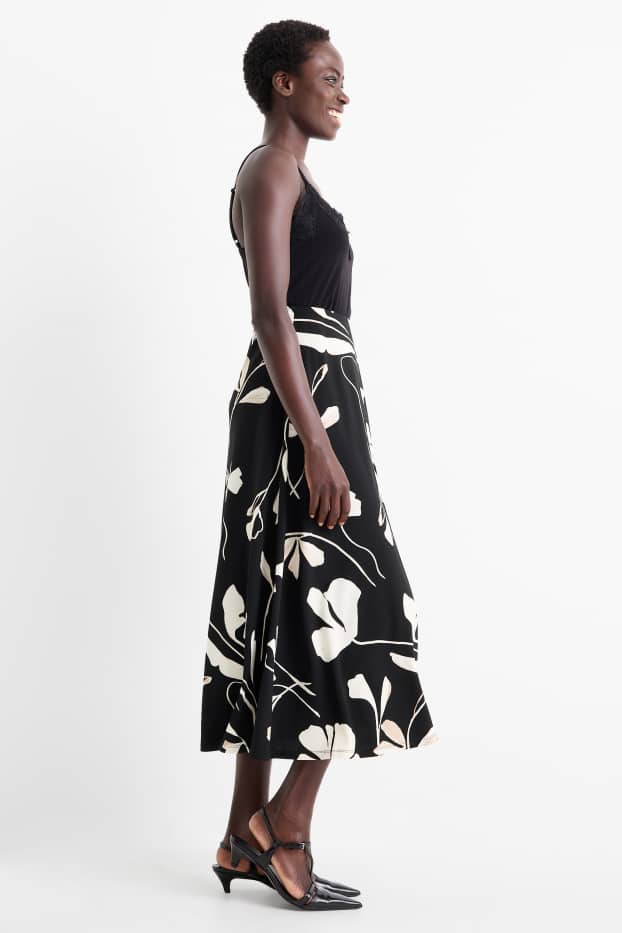 Femmes - Jupe - à fleurs - noir / blanc