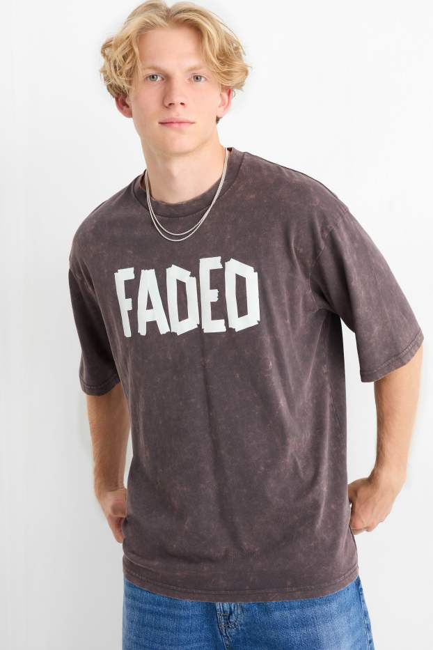 Home - Samarreta de màniga curta - oversized - estampada - gris fosc