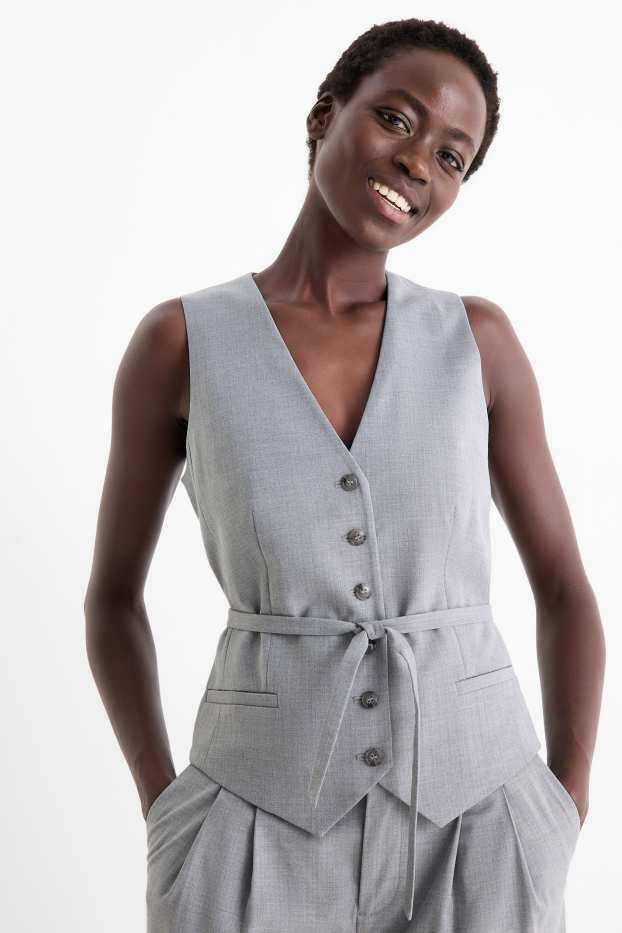 Femei - Vestă office - regular fit - dungi fine - gri