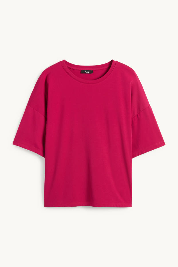 Damen - T-Shirt - Relaxed Fit - dunkelrosa