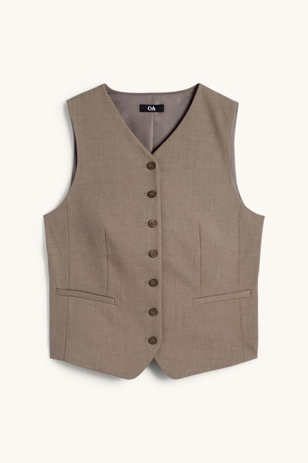 Kobiety - Kamizelka biznesowa - z wcięciem w talii - jasnobrązowy