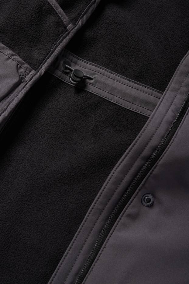 Femmes - Veste à coquille souple avec capuche - finition déperlante - 4 Way Stretch - gris foncé