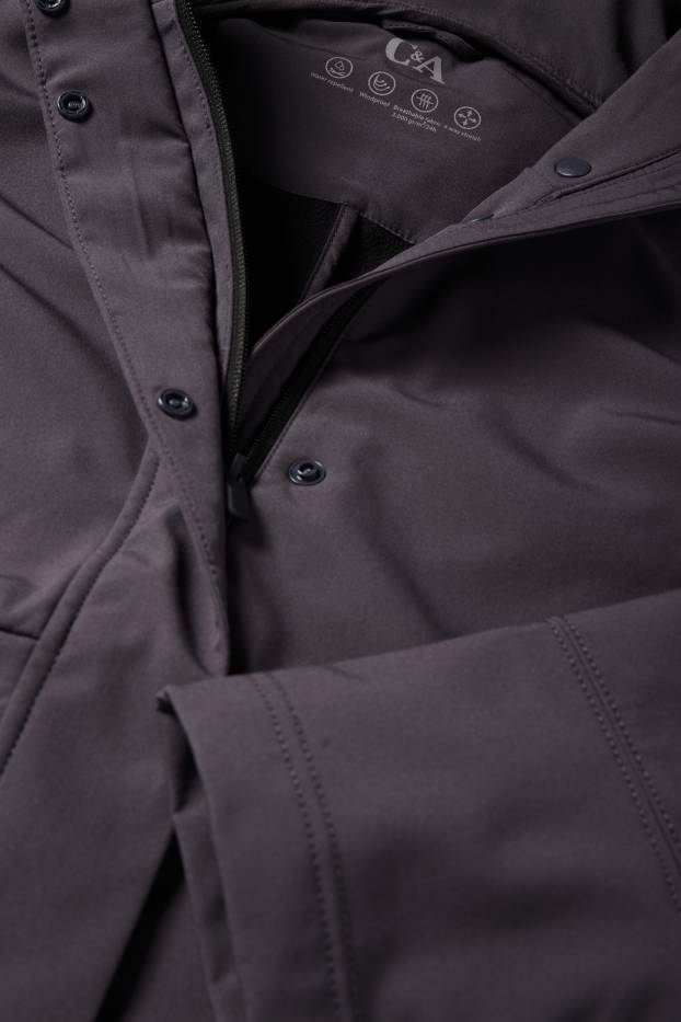 Femmes - Veste à coquille souple avec capuche - finition déperlante - 4 Way Stretch - gris foncé