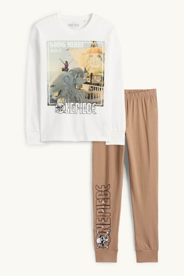 Enfants garçons - One Piece - pyjama - 2 pièces - blanc / beige