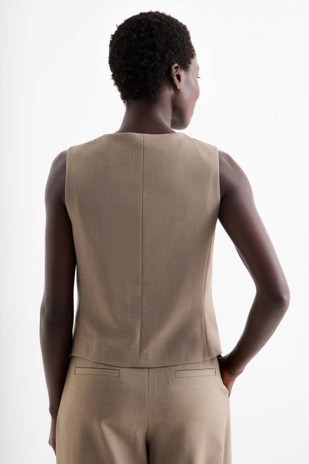 Kobiety - Kamizelka biznesowa - z wcięciem w talii - jasnobrązowy