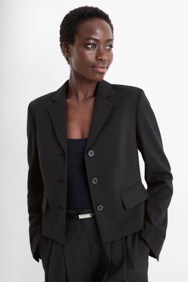 Kobiety - Żakiet biznesowy - z wcięciem w talii - czarny