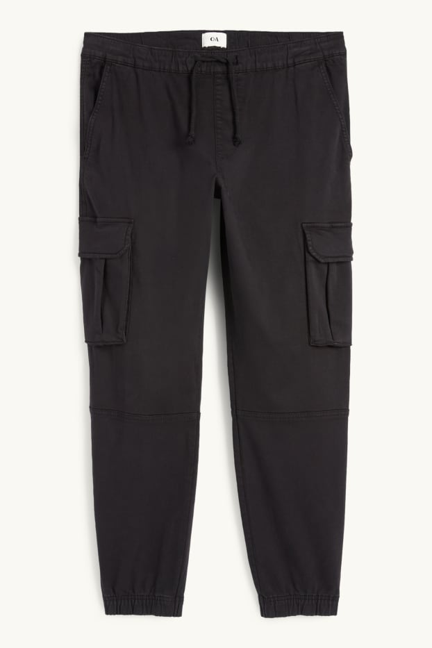 Hommes - Pantalon cargo - tapered fit - LYCRA® - noir