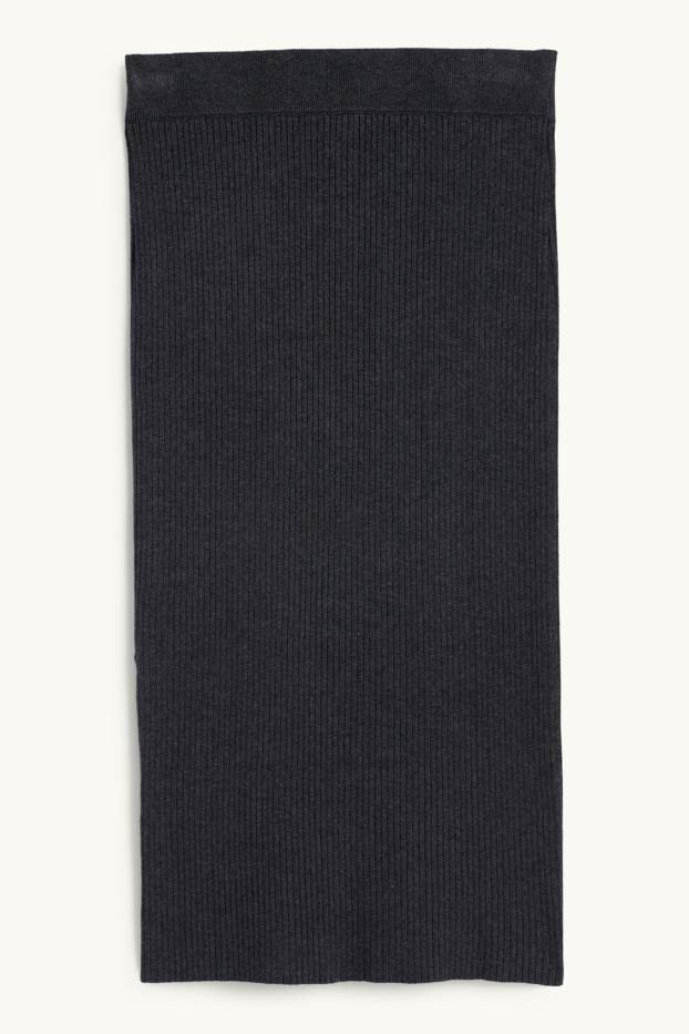 Femmes - Jupe en maille - finition côtelée - gris foncé