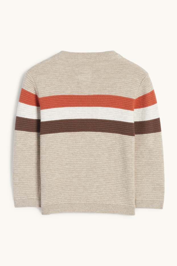 Baby Buben - Baby-Pullover - gerippt - gestreift - hellbeige