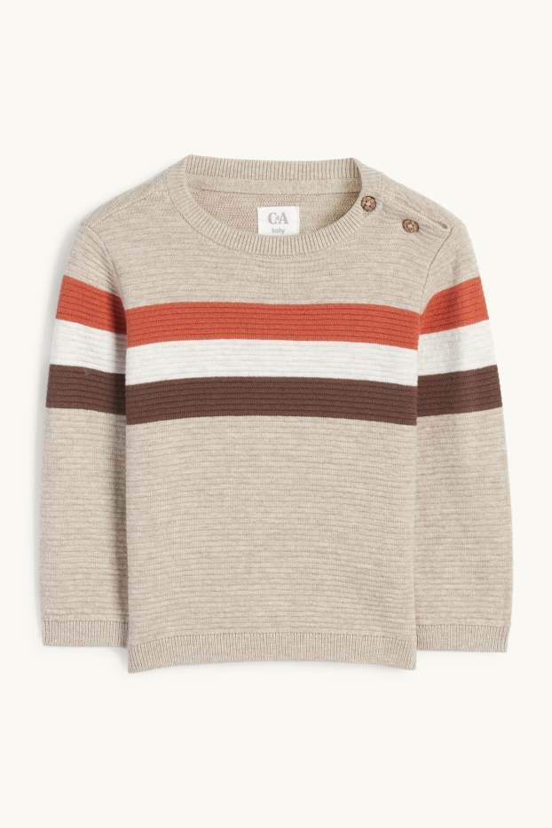 Baby Buben - Baby-Pullover - gerippt - gestreift - hellbeige