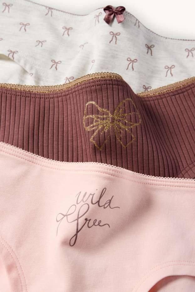 Kinderen: meisjes - Set van 3 - strikje - slip - bruin