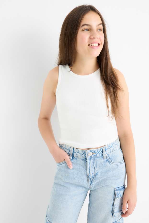 Enfants filles - Lilo & Stitch - ensemble - sweat et haut - 2 pièces - blanc / bleu clair