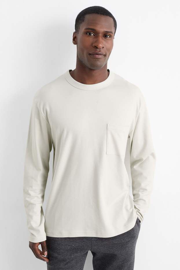 Herren - Langarmshirt - cremeweiss