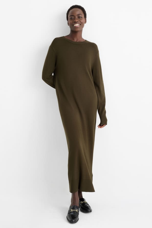 Damen - Strickkleid - dunkelgrün