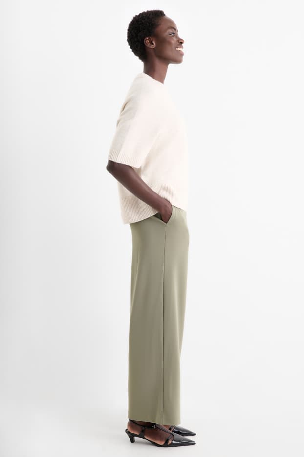 Damen - Jersey-Hose - High Waist - Wide Leg - grün