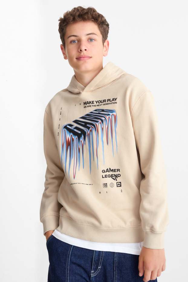 Enfants garçons - Lot de 2 - jeux vidéo - sweat à capuche - beige clair