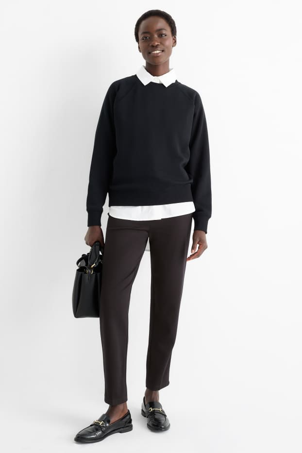 Dona - Pantalons de punt - high waist - slim fit - negre