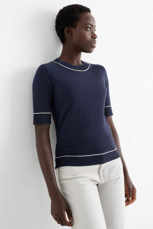 Dona - Jersei de punt - màniga curta - blau fosc