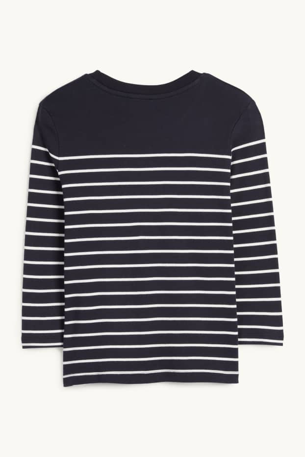 Women - Long sleeve top - striped - dark blue