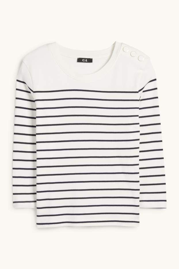 Women - Long sleeve top - striped - cremewhite