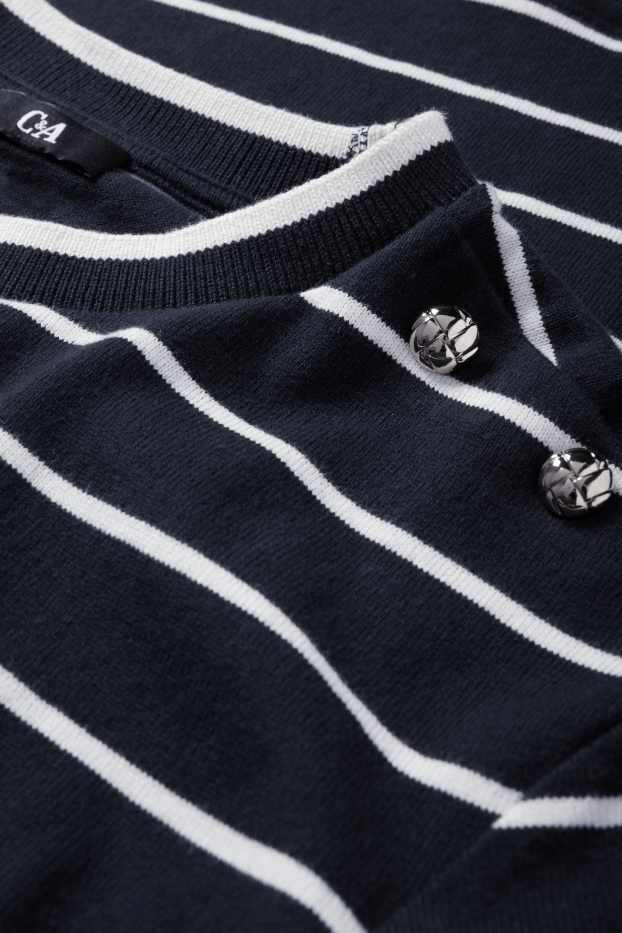 Damen - Pullover - gestreift - dunkelblau