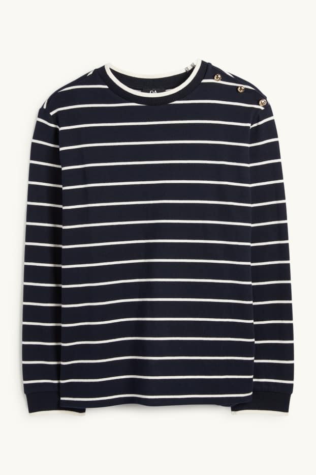 Damen - Pullover - gestreift - dunkelblau