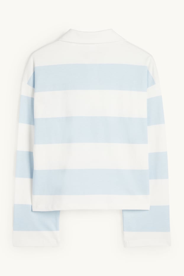 Kinder Mädchen - Lilo & Stitch - Poloshirt - gestreift - weiss / hellblau