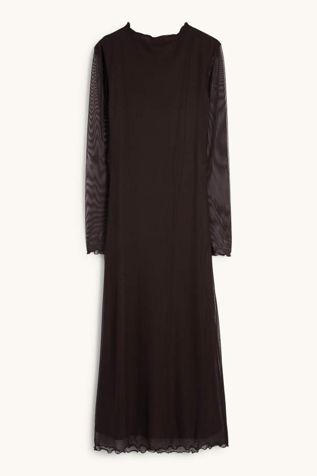 Damen - Mesh-Kleid - dunkelbraun