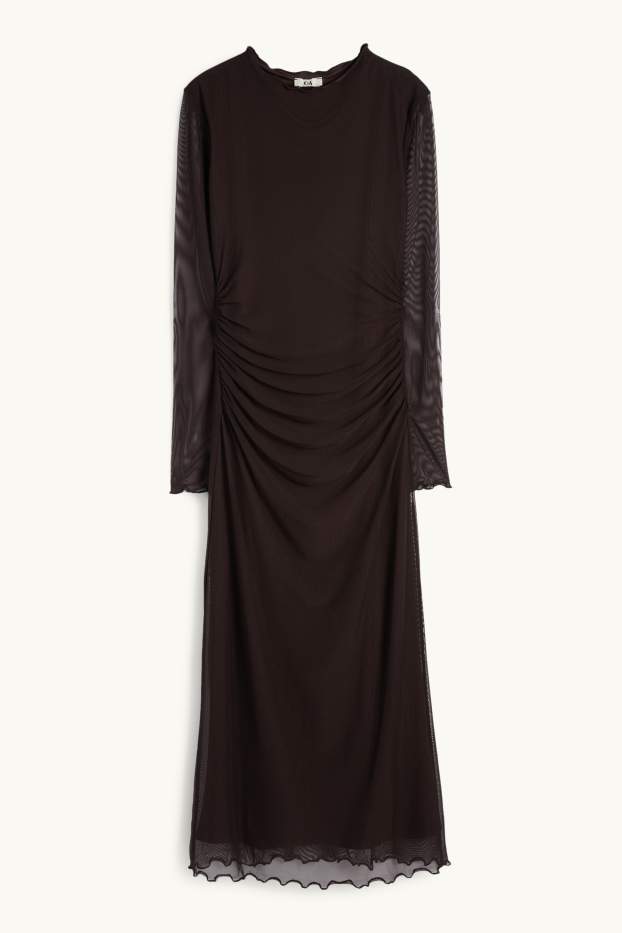 Damen - Mesh-Kleid - dunkelbraun