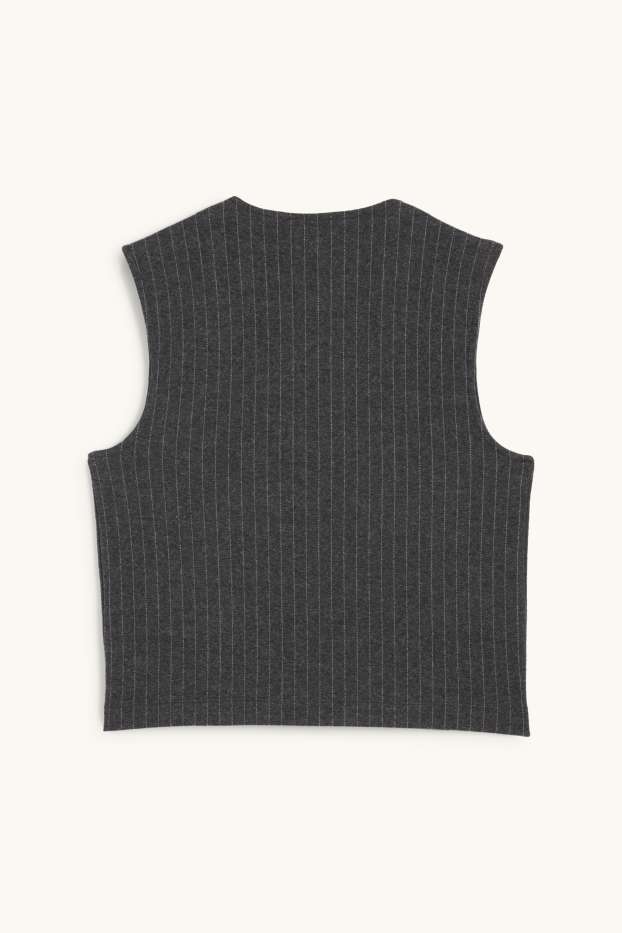 Dames - Gilet - regular fit - krijtstrepen - donkergrijs